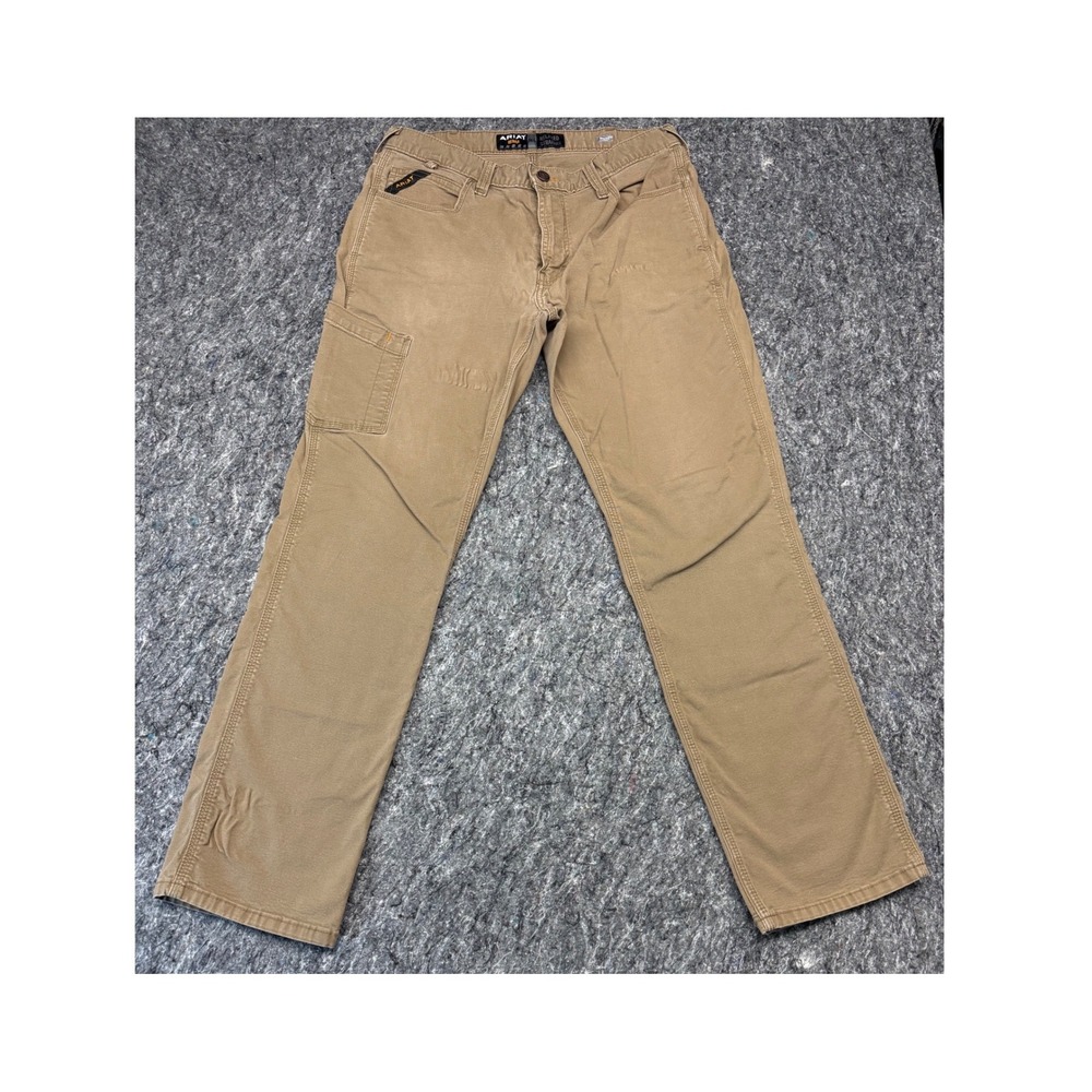 Ariat Rebar M4 Relaxed Straight Work Pants Mens 34x34 Tan Canvas Utility Cargo